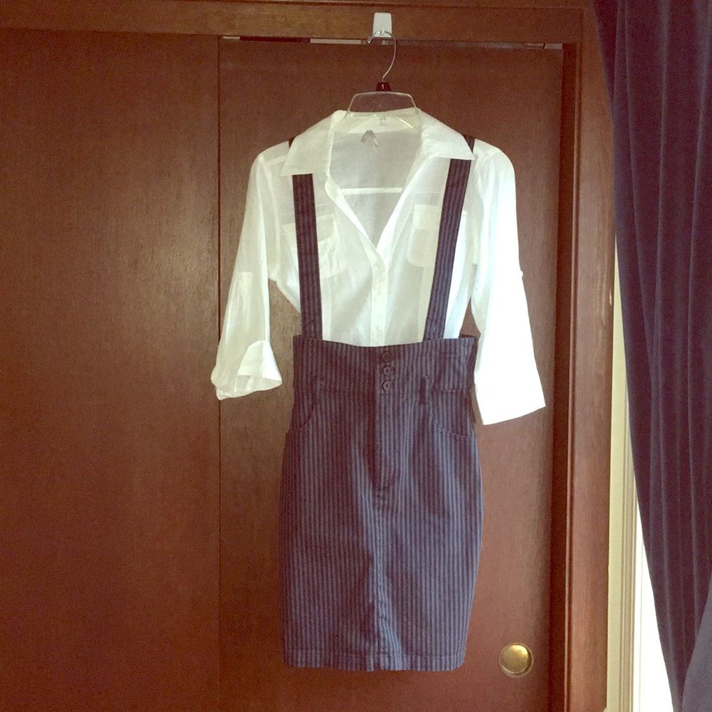 H&M pencil skirt w2 pockets & suspenders- 4